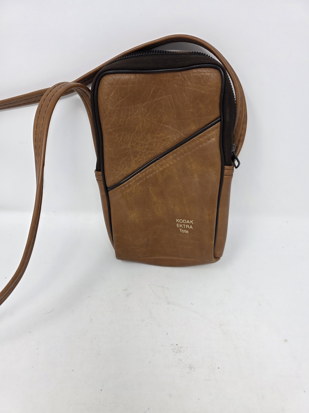 Vintage Kodak Ektra Tote Brown Faux Leather Camera Pouch Bag Crossbody Case